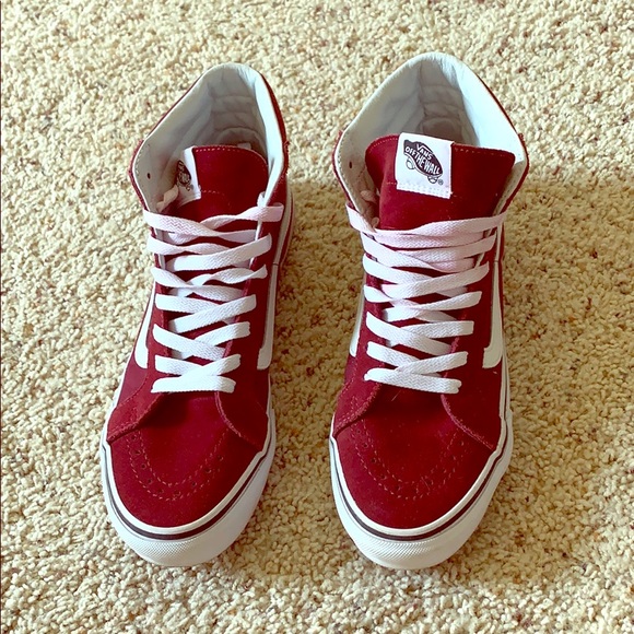 burgundy high top vans